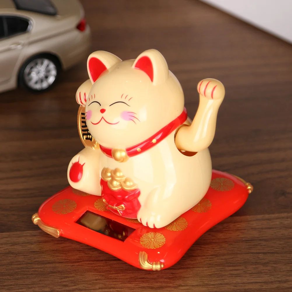 2.5 inch Solar Powered Waving Lucky Cat Figurine