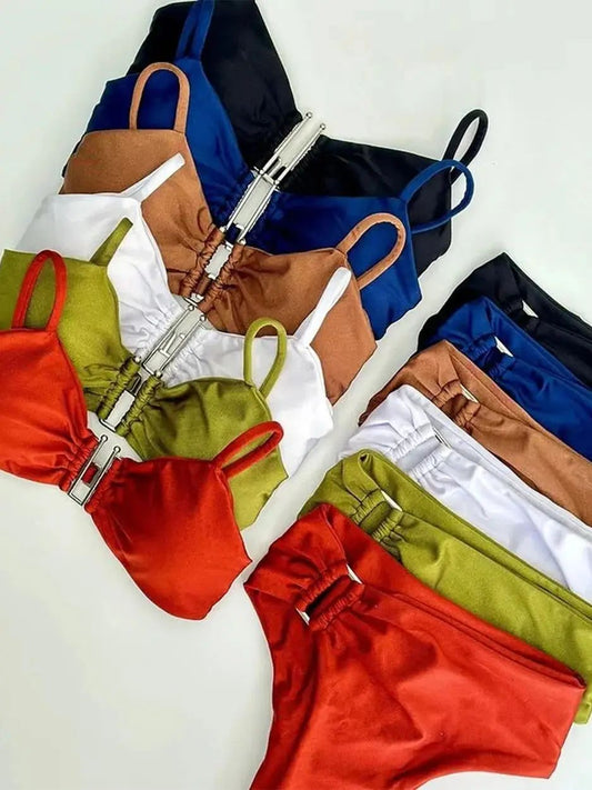 Bandeau Push-Up Bikini Set Womens Brazilian Swimwear 2024