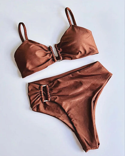 Bandeau Push-Up Bikini Set Womens Brazilian Swimwear 2024
