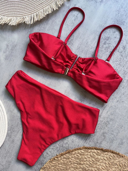 Bandeau Push-Up Bikini Set Womens Brazilian Swimwear 2024