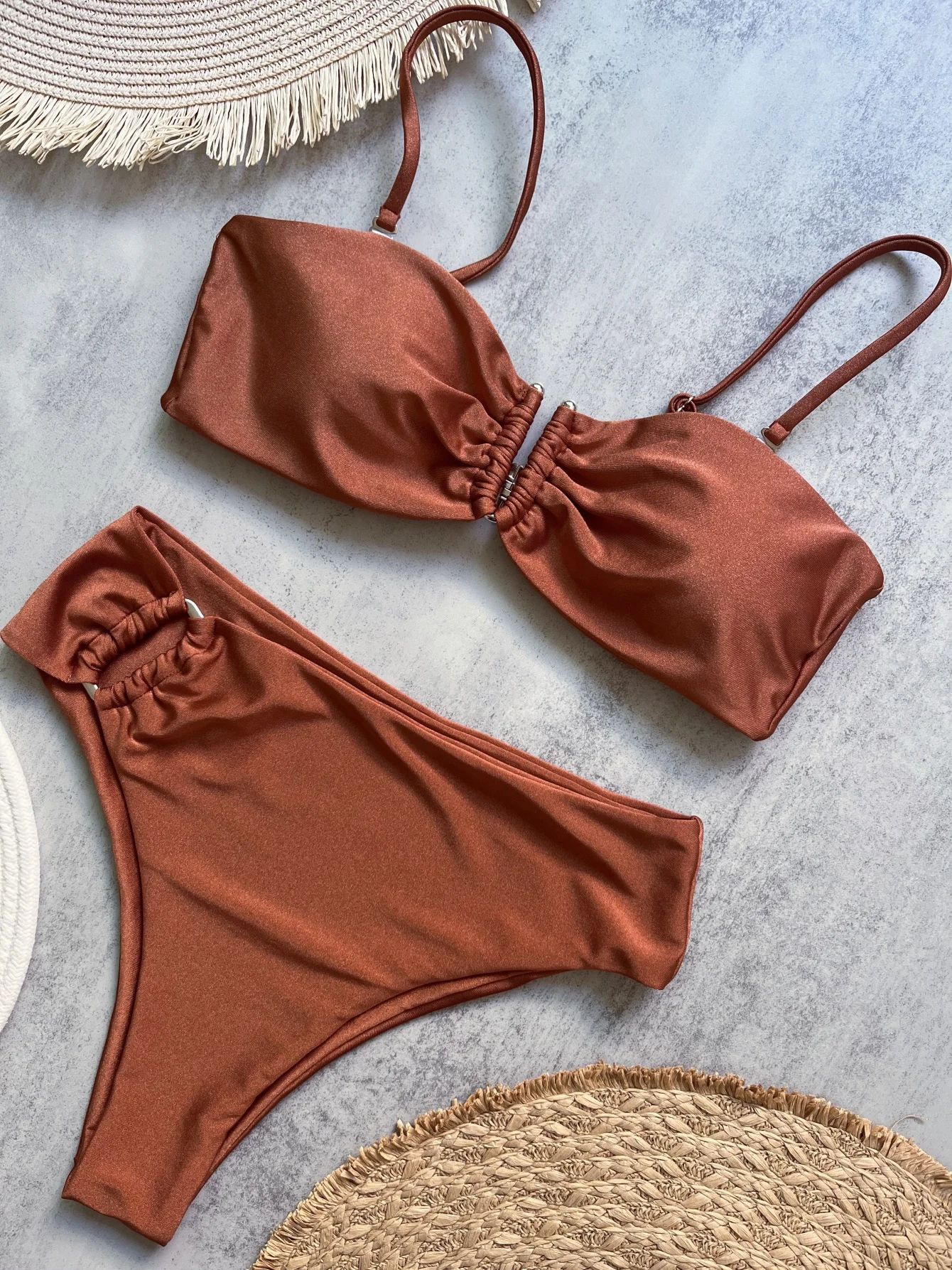 Bandeau Push-Up Bikini Set Womens Brazilian Swimwear 2024