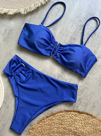 Bandeau Push-Up Bikini Set Womens Brazilian Swimwear 2024