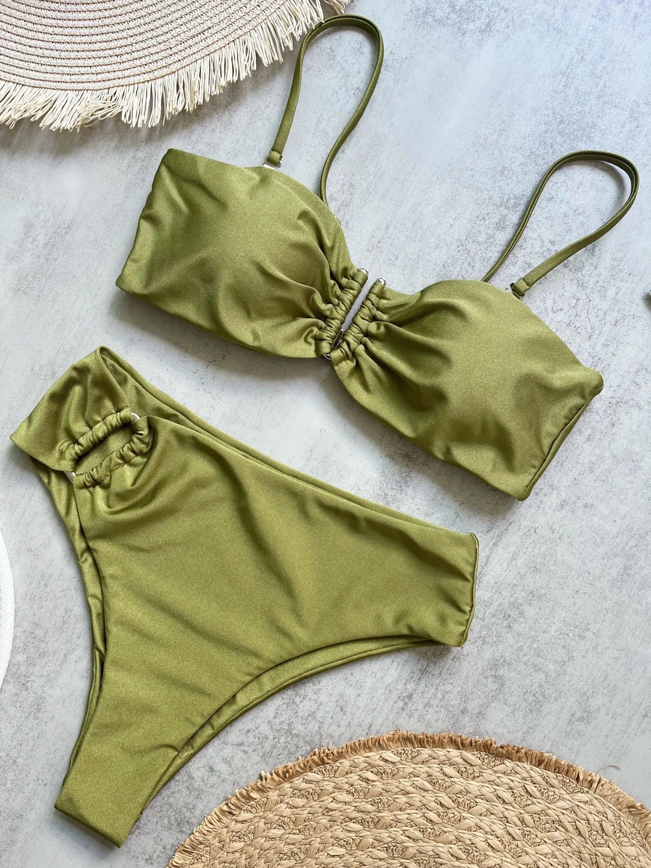 Bandeau Push-Up Bikini Set Womens Brazilian Swimwear 2024