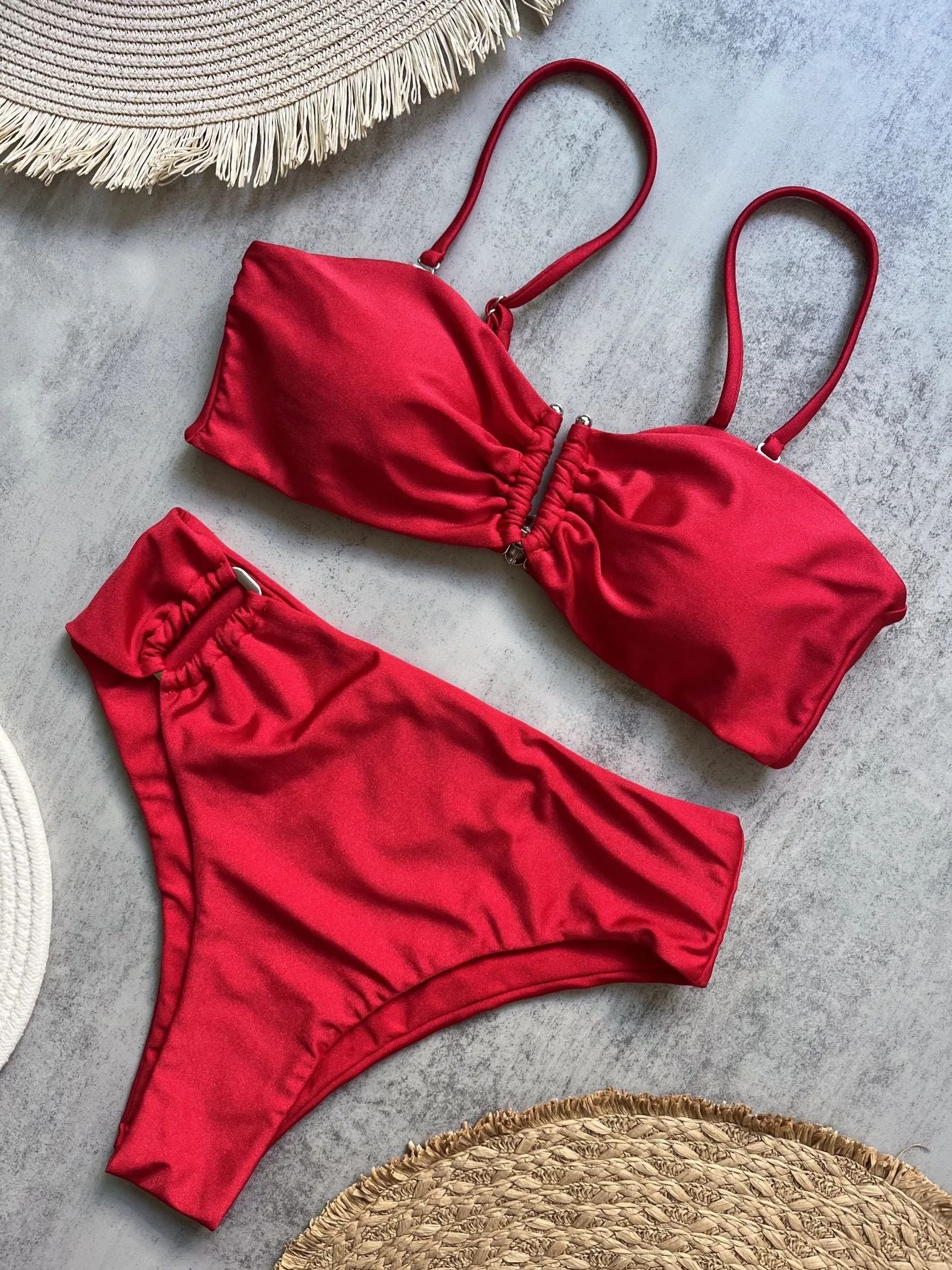 Bandeau Push-Up Bikini Set Womens Brazilian Swimwear 2024