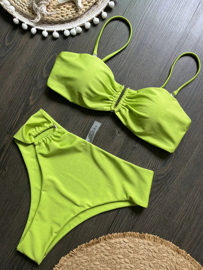 Bandeau Push-Up Bikini Set Womens Brazilian Swimwear 2024