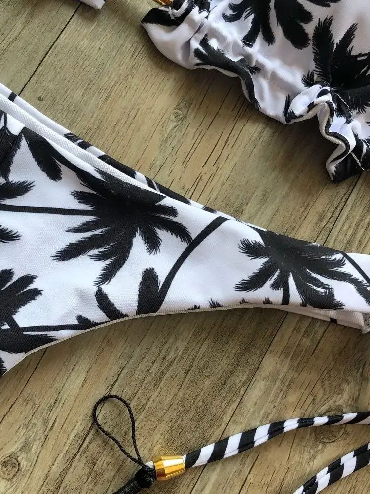 RUOTONSEPT Coconut Tree Print Triangle Bikini Set for Women