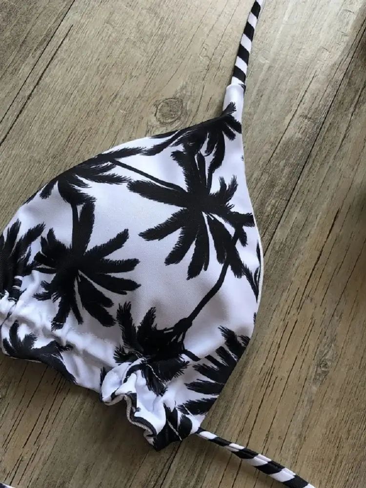 RUOTONSEPT Coconut Tree Print Triangle Bikini Set for Women
