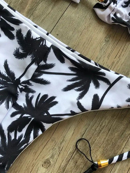 RUOTONSEPT Coconut Tree Print Triangle Bikini Set for Women