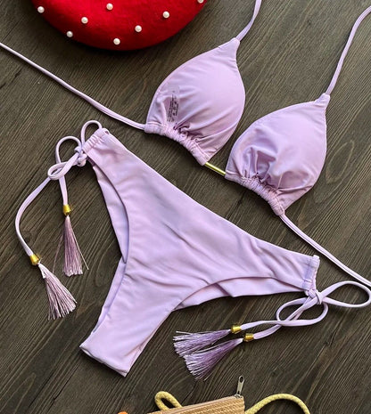 RUOTONGSEPT 13-Color Triangle Bikini Push-Up Swimwear Set for Women