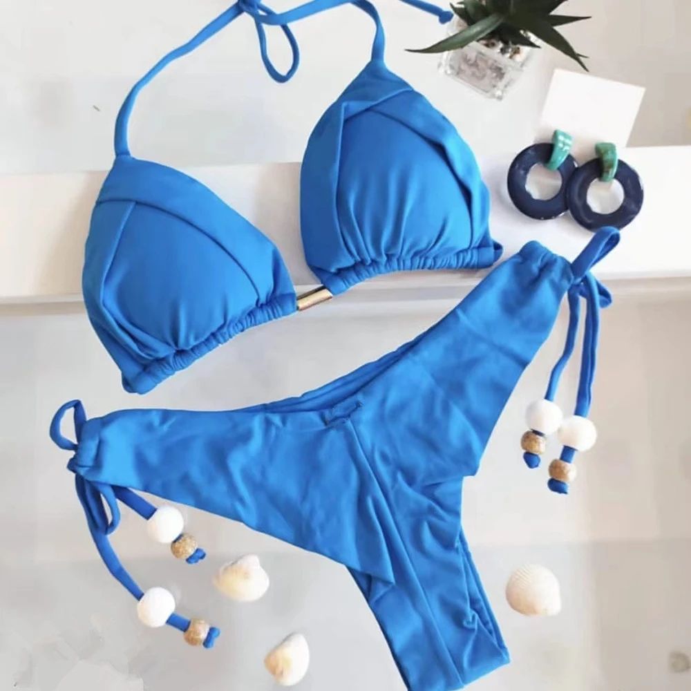 RUOTONGSEPT 13-Color Triangle Bikini Push-Up Swimwear Set for Women