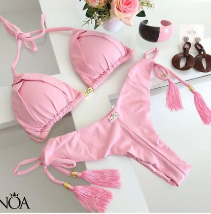 RUOTONGSEPT 13-Color Triangle Bikini Push-Up Swimwear Set for Women