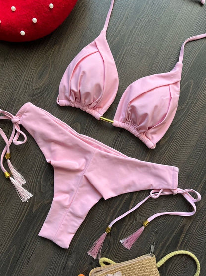 RUOTONGSEPT 13-Color Triangle Bikini Push-Up Swimwear Set for Women