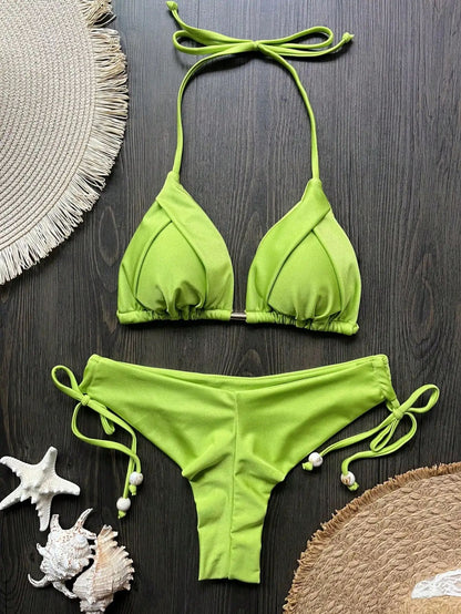 RUOTONGSEPT 13-Color Triangle Bikini Push-Up Swimwear Set for Women