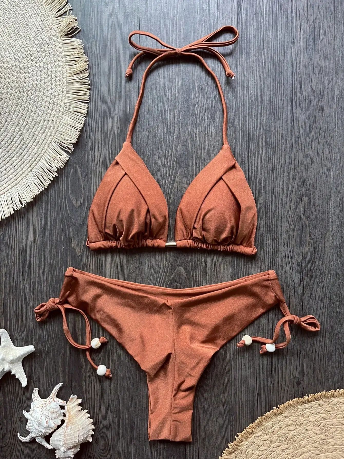 RUOTONGSEPT 13-Color Triangle Bikini Push-Up Swimwear Set for Women
