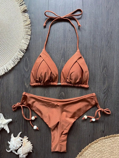 RUOTONGSEPT 13-Color Triangle Bikini Push-Up Swimwear Set for Women