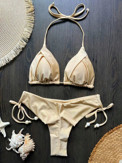 RUOTONGSEPT 13-Color Triangle Bikini Push-Up Swimwear Set for Women