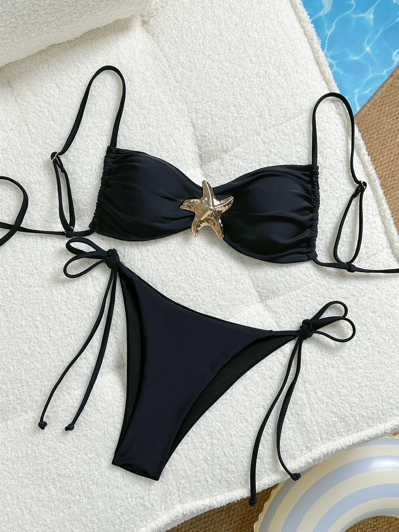Womens Metal Starfish Bikini Set Tie-Side 2-Piece Swimsuit
