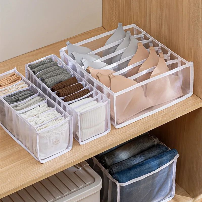 6/7/11 Compartment Underwear Drawer Organizer – Fabric Mesh Bra, Sock & Lingerie Storage Box