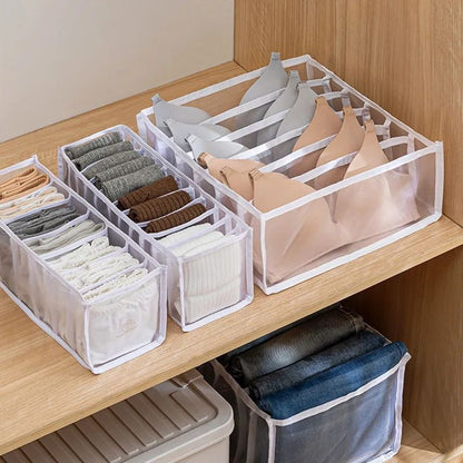 6/7/11 Compartment Underwear Drawer Organizer – Fabric Mesh Bra, Sock & Lingerie Storage Box