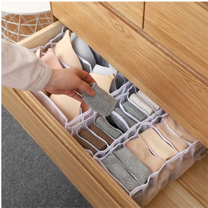6/7/11 Compartment Underwear Drawer Organizer – Fabric Mesh Bra, Sock & Lingerie Storage Box