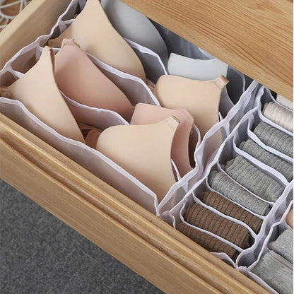 6/7/11 Compartment Underwear Drawer Organizer – Fabric Mesh Bra, Sock & Lingerie Storage Box