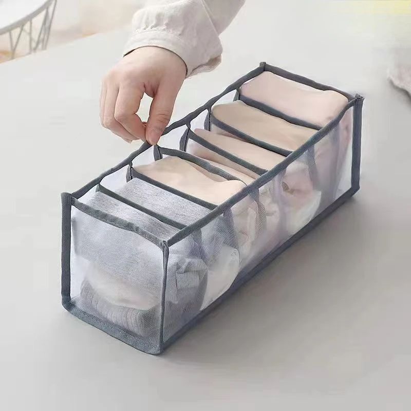 6/7/11 Compartment Underwear Drawer Organizer – Fabric Mesh Bra, Sock & Lingerie Storage Box