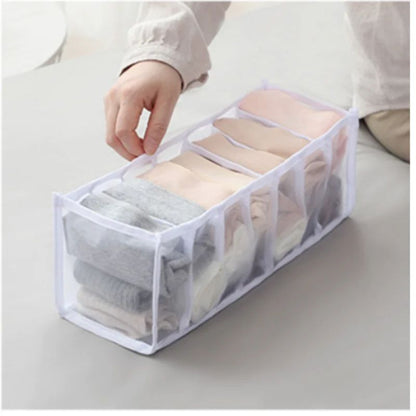 6/7/11 Compartment Underwear Drawer Organizer – Fabric Mesh Bra, Sock & Lingerie Storage Box