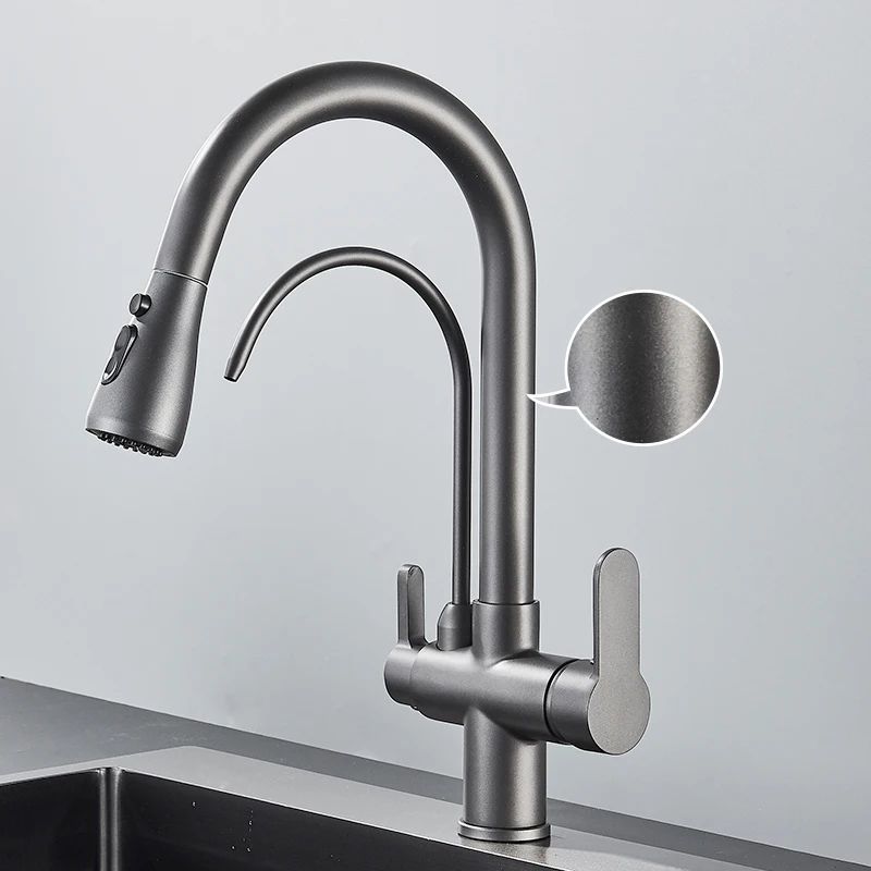AquaFlex 3-Way Filtered Kitchen Faucet with Pull-Out Sprayer & 360° Rotation – Matte Black