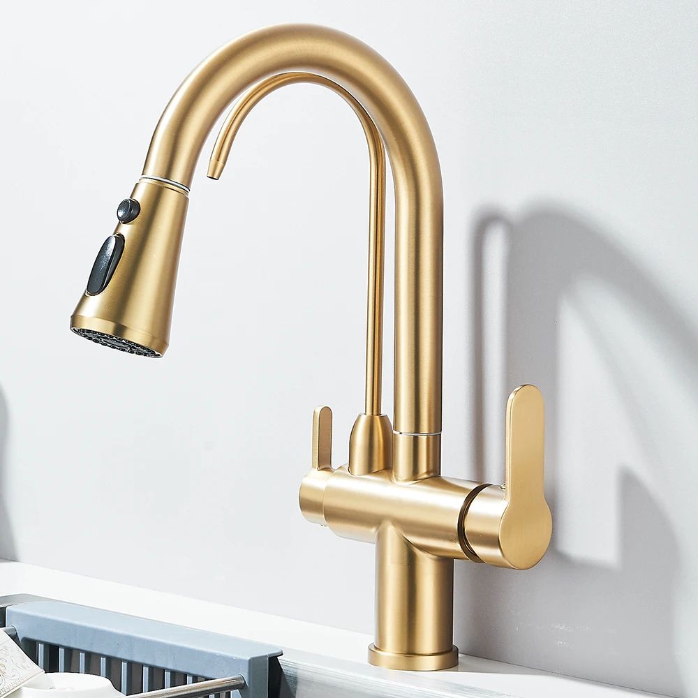 AquaFlex 3-Way Filtered Kitchen Faucet with Pull-Out Sprayer & 360° Rotation – Matte Black