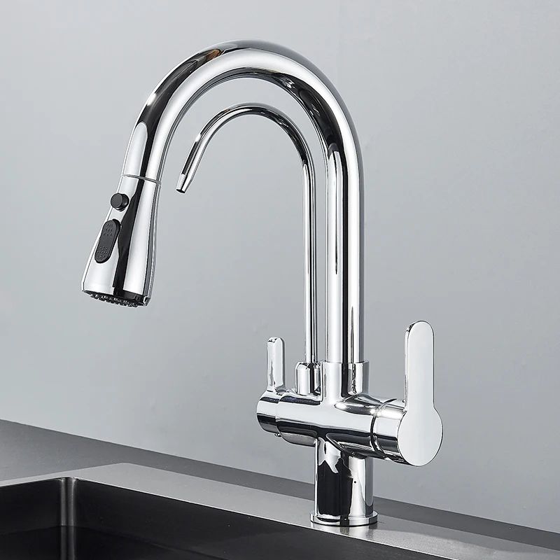 AquaFlex 3-Way Filtered Kitchen Faucet with Pull-Out Sprayer & 360° Rotation – Matte Black