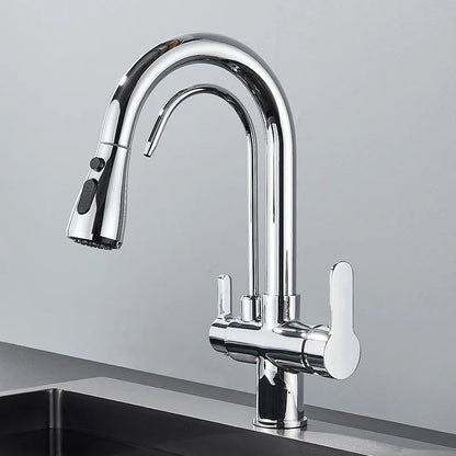 AquaFlex 3-Way Filtered Kitchen Faucet with Pull-Out Sprayer & 360° Rotation – Matte Black