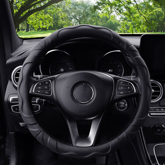 Lambskin Leather Sports Car Steering Wheel Cover Premium Comfort & Style