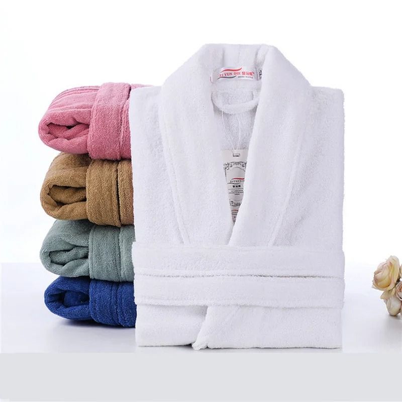 Luxury Cotton Bathrobe Soft Terry Cloth Unisex Spa Robe for Men and Women