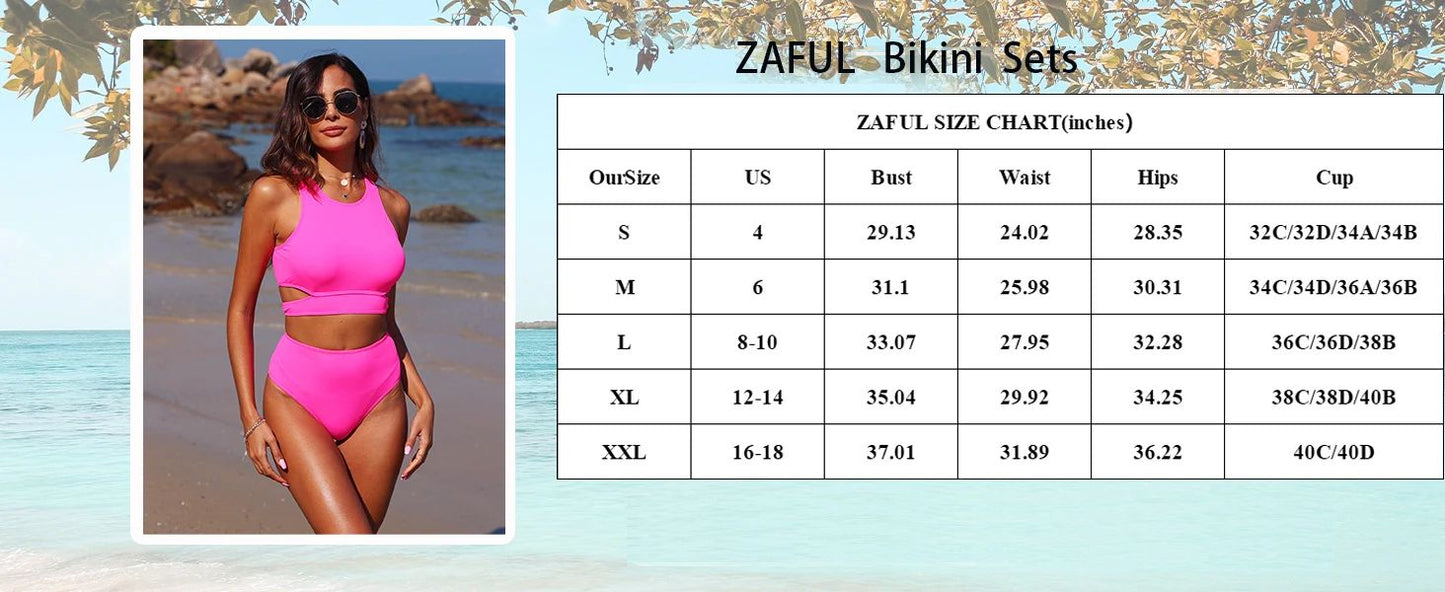 High Waisted Scoop Neck Bikini Set Stylish Two Piece Swimsuit