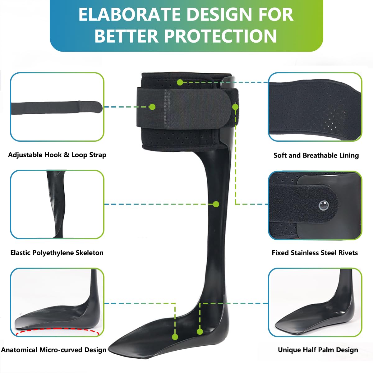 Medical AFO Drop Foot Brace Orthosis, Lightweight Foot Drop Corrector for Men and Women, Ankle Foot Support Stabilizer