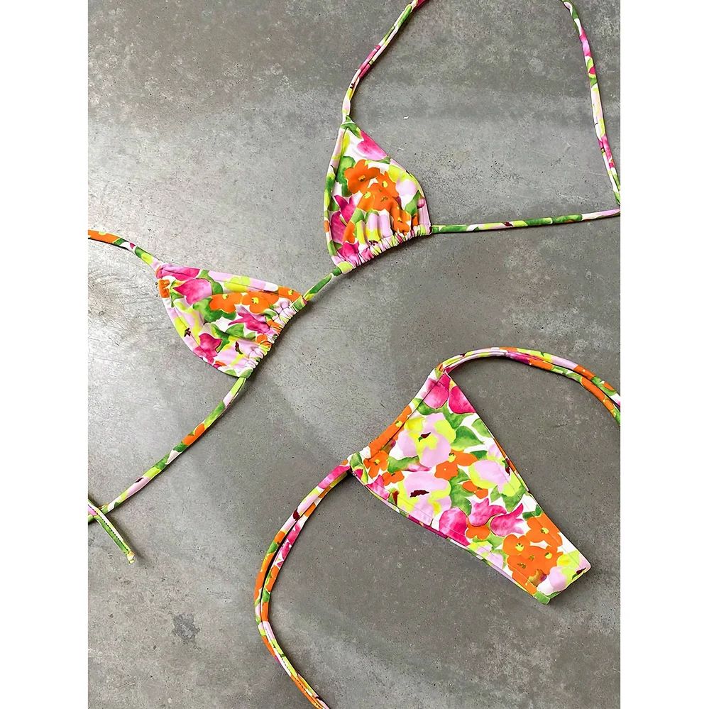 Micro Push Up Brazilian Bikini Set, Adjustable Halter Fit for Curves
