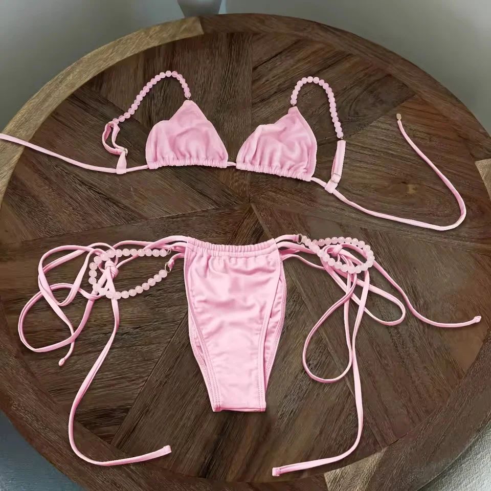 Micro Push Up Brazilian Bikini Set, Adjustable Halter Fit for Curves