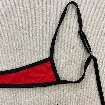 Retro Contrast Strap Y2K Bikini Set
