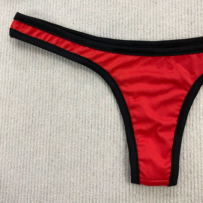 Retro Contrast Strap Y2K Bikini Set