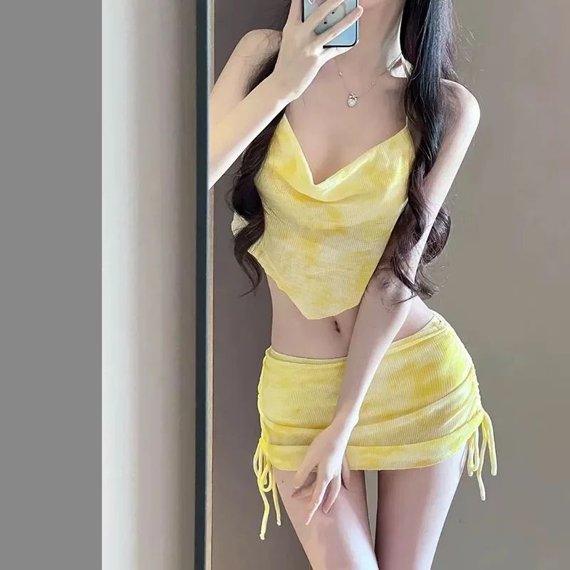 Slimming Three Piece Bikini Set with Wrap Skirt