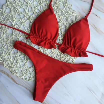 Brazilian Bandage Push Up Thong Bikini Set