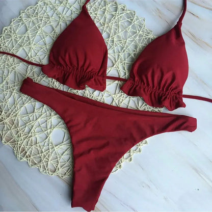 Brazilian Bandage Push Up Thong Bikini Set
