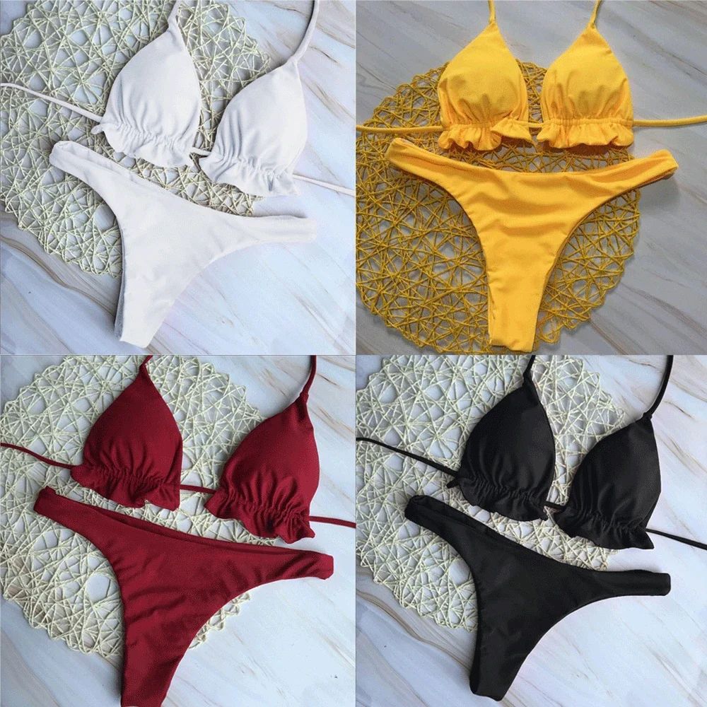 Brazilian Bandage Push Up Thong Bikini Set