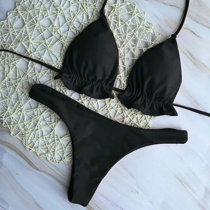 Brazilian Bandage Push Up Thong Bikini Set