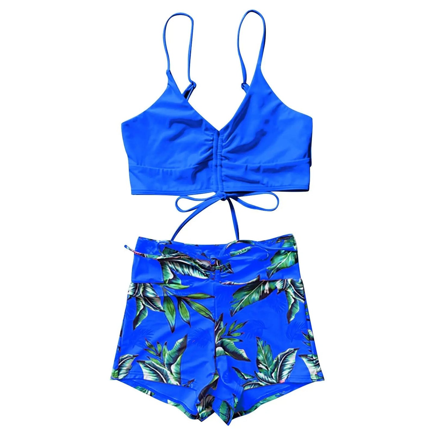 High Waisted Ruffle Tummy Control Bikini Set