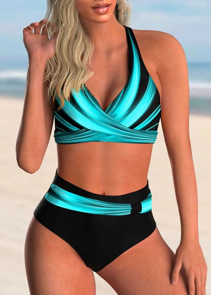 High Waisted Ruffle Tummy Control Bikini Set
