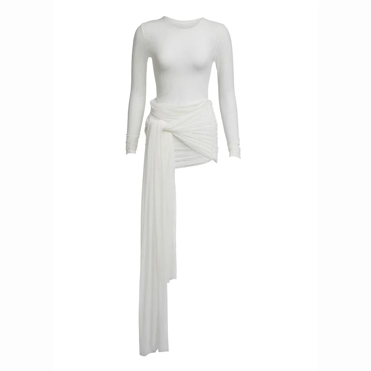 White Bikini Set with Mesh Cover Up Dress