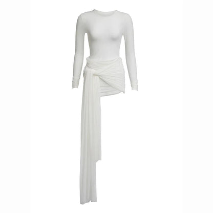 White Bikini Set with Mesh Cover Up Dress