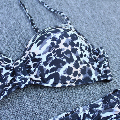 Vintage Leopard Push Up Plus Size Bikini Set