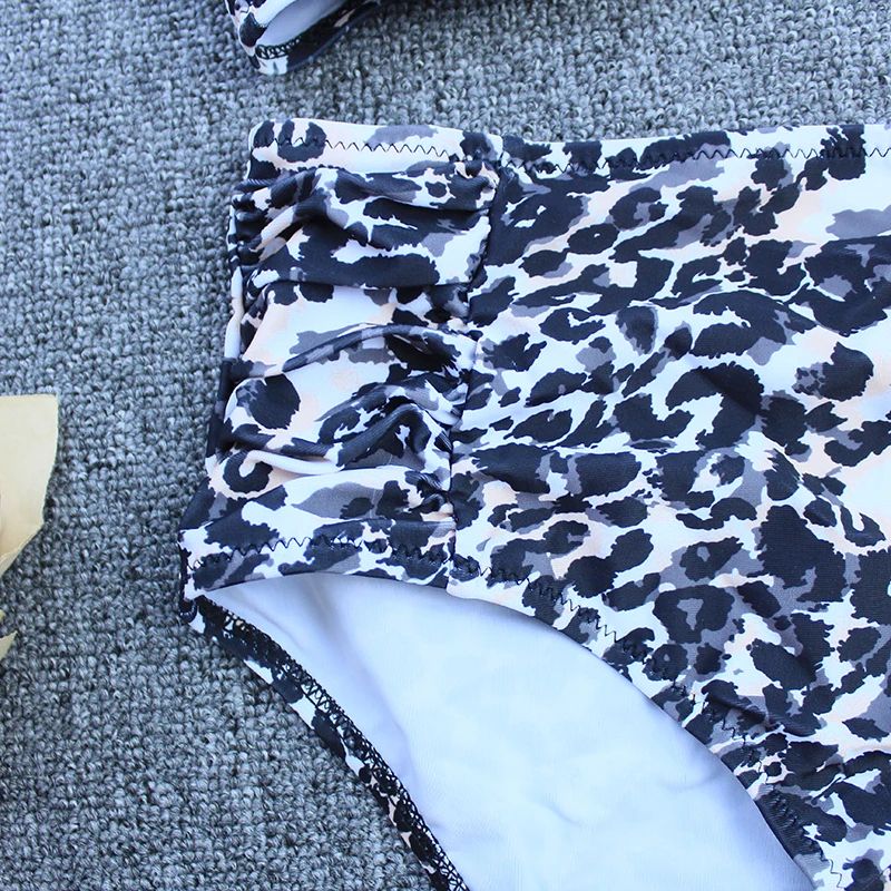 Vintage Leopard Push Up Plus Size Bikini Set